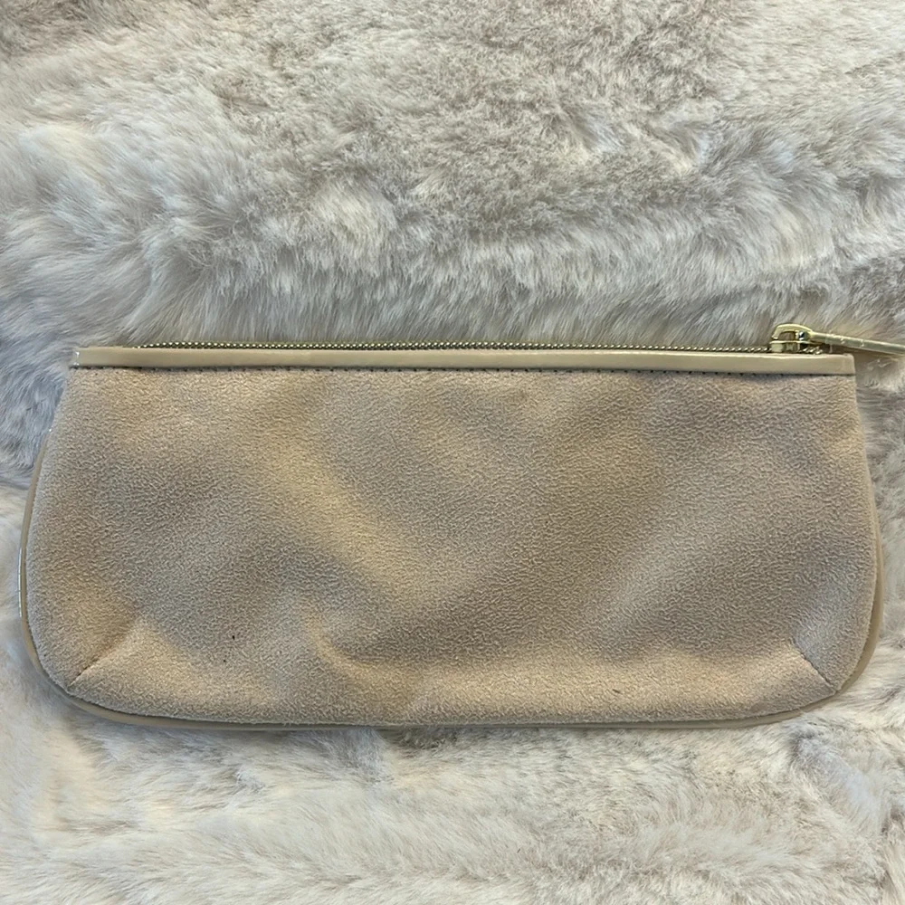 Michael Kors Beige Suede Pouch & Brown MK Signature Zip Wallet